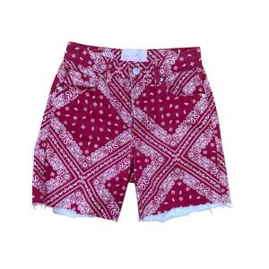 Revice Jean Shorts Womens Size 23 Red Paisley Print Cotton Festival Casual USA